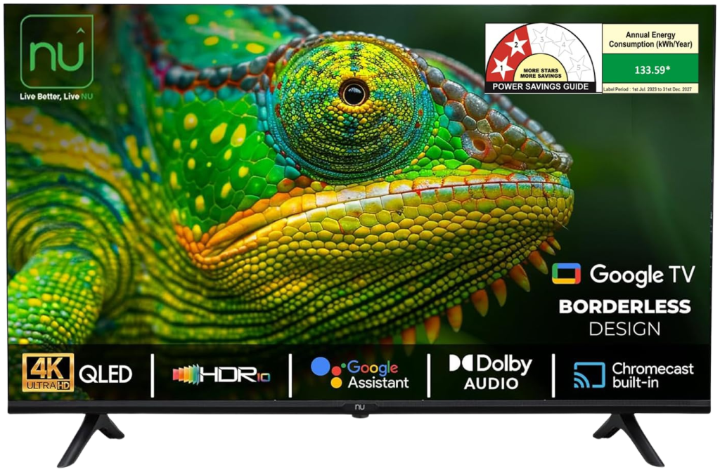 NU 108 cm (43 Inches) New 2025 Borderless Series 4K QLED Smart Google TV