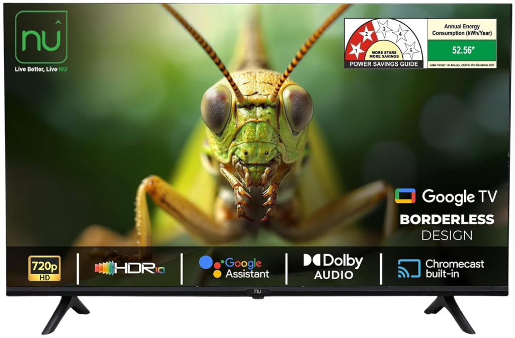 NU 80 cm (32 Inches) New 2025 Borderless Series 720p HD QLED Smart Google TV
